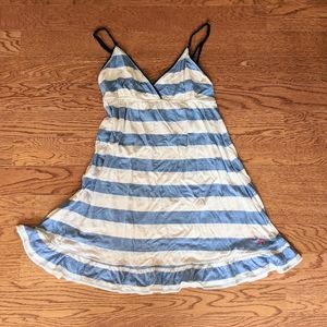 Blue and White Striped PINK Beach Coverup